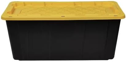 57-Gallon Black Storage Tote with Yellow Lid