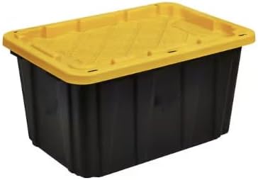 57-Gallon Black Storage Tote with Yellow Lid
