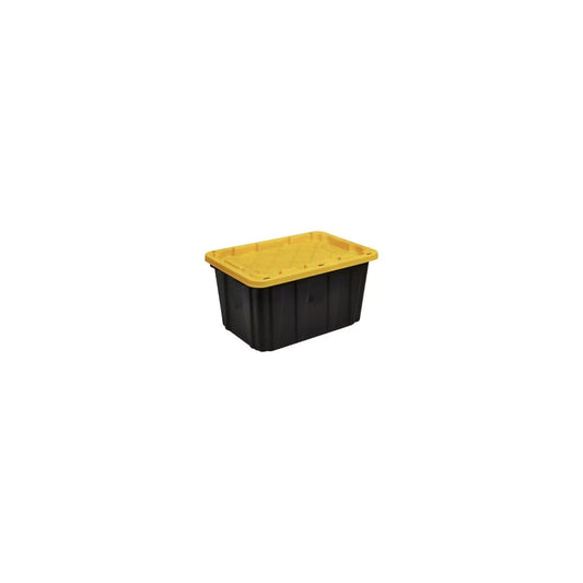 57-Gallon Black Storage Tote with Yellow Lid