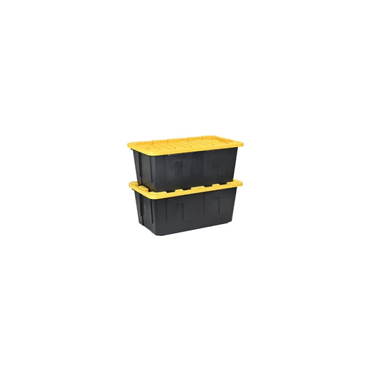 40-Gallon Black Storage Totes with Yellow Lids, 2-Pack