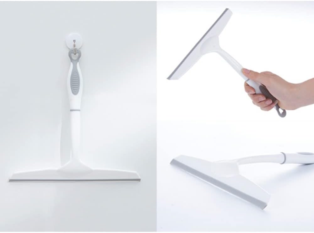 White Glass Squeegee with Hanging-Hole Handle