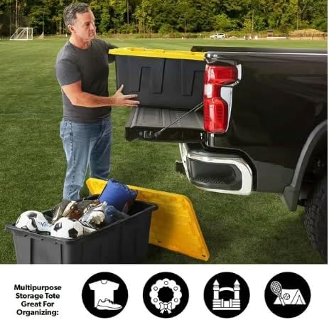 40-Gallon Black Storage Totes with Yellow Lids, 2-Pack