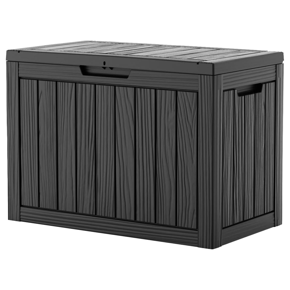Black Resin-Style Outdoor Storage Box with Lid