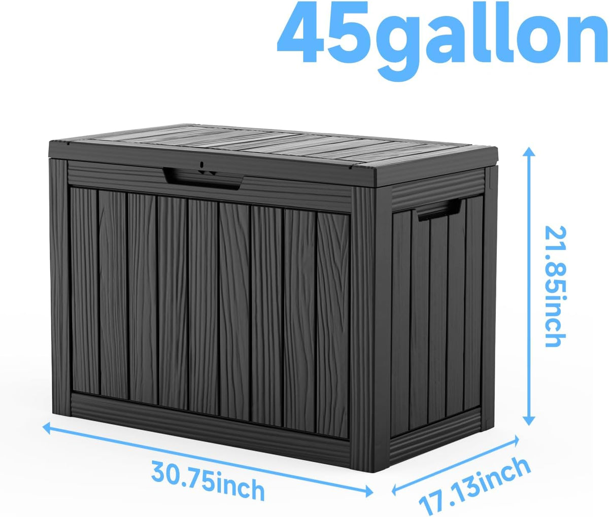 Black Resin-Style Outdoor Storage Box with Lid