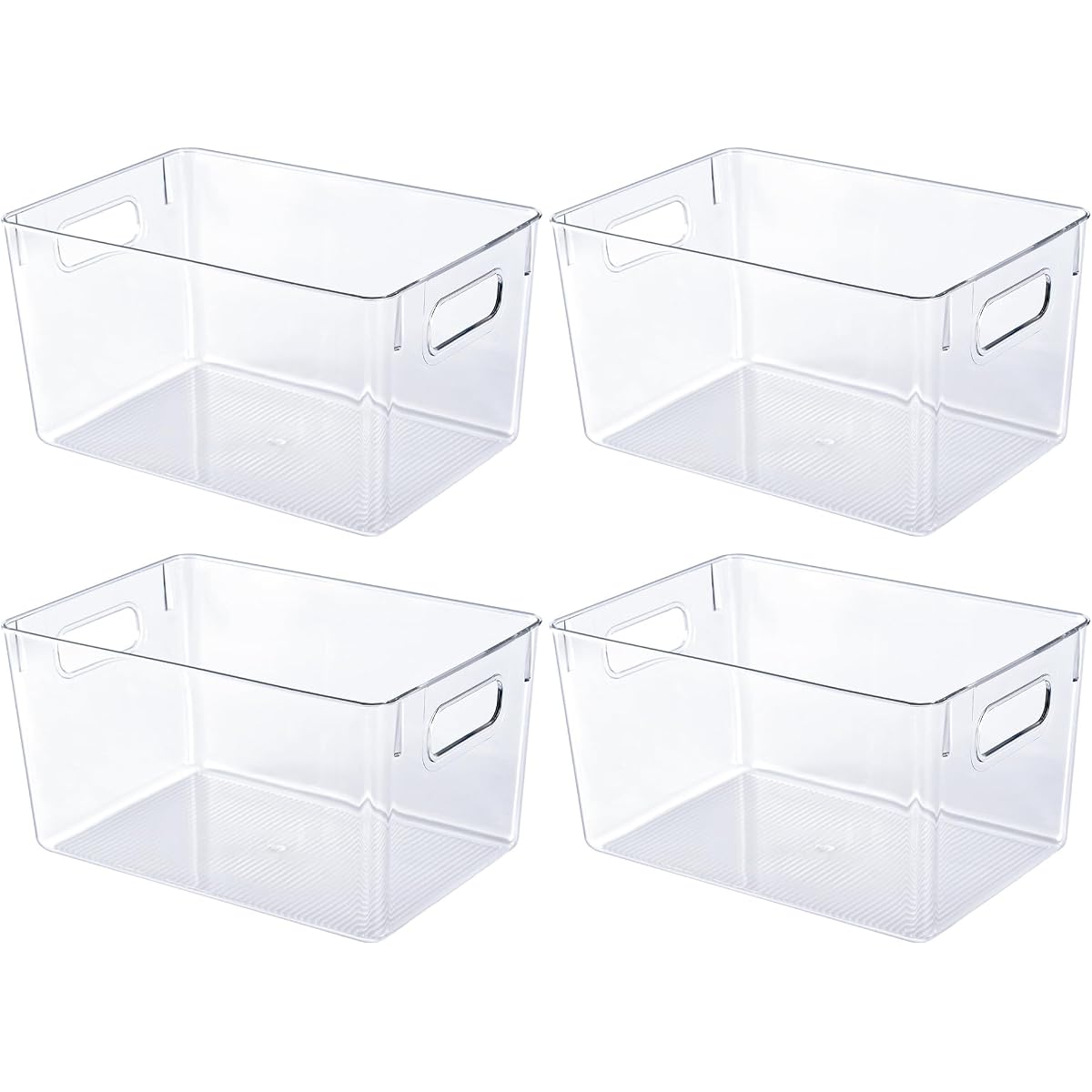 Clear Pantry Storage Bins with Handles, 4-Pack