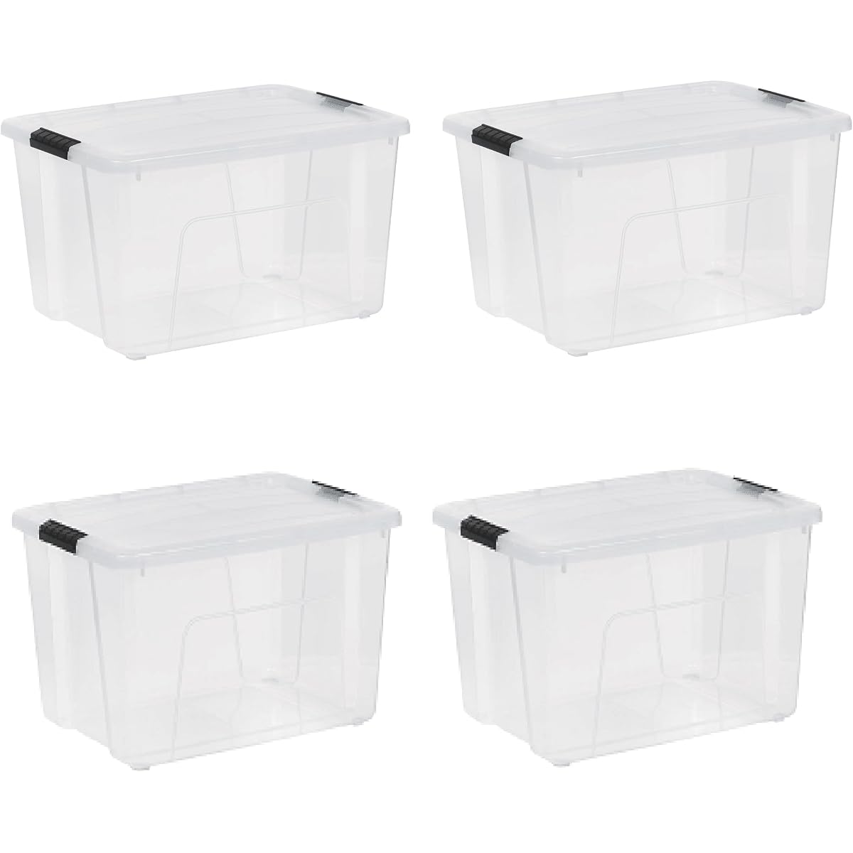 60-Quart Clear Storage Bins with Latching Lids, 4-Pack