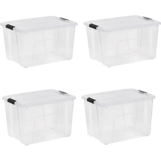 60-Quart Clear Storage Bins with Latching Lids, 4-Pack