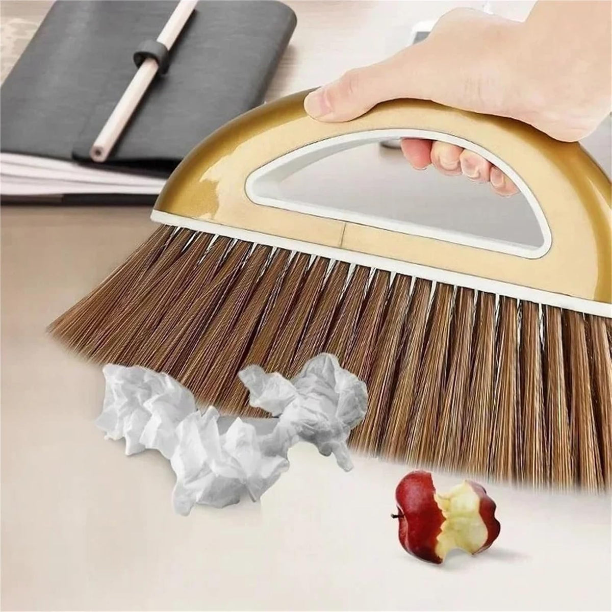 Gold Broom, Folding Dustpan and Floor Wiper Set
