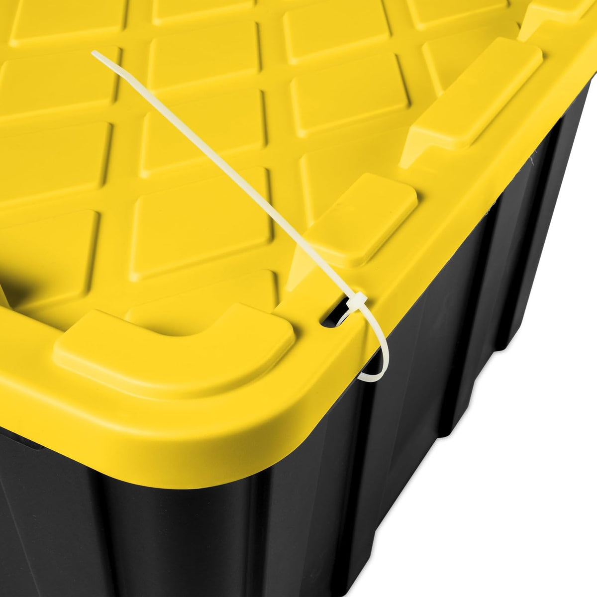 27-Gallon Black Storage Bins with Yellow Lids, 6-Pack