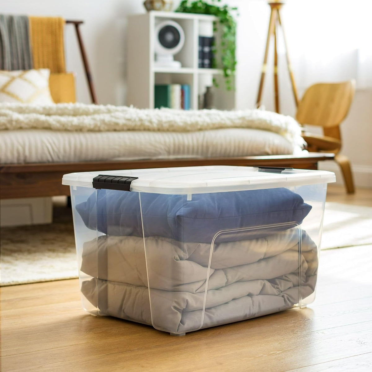 60-Quart Clear Storage Bins with Latching Lids, 4-Pack