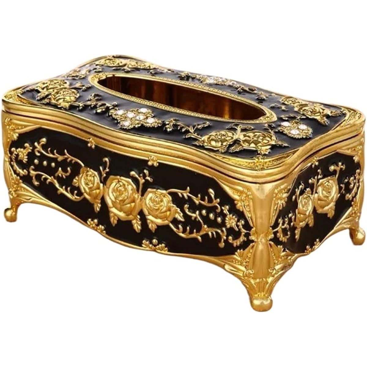 Black and Gold Decorative Tissue Box Cover