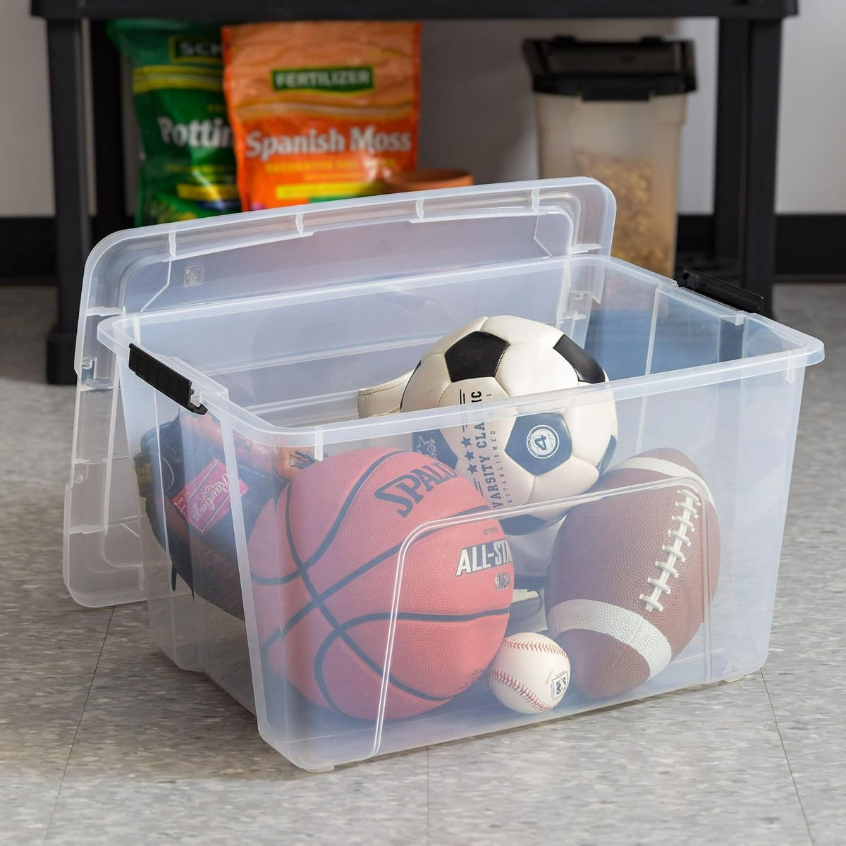 60-Quart Clear Storage Bins with Latching Lids, 4-Pack